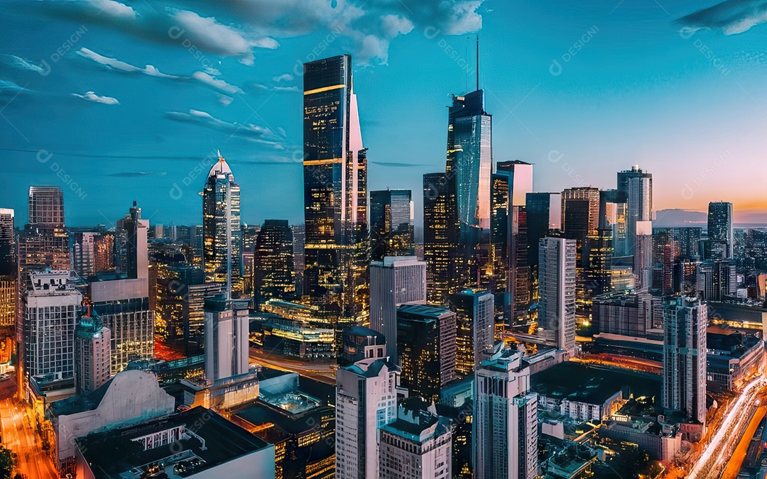 Cidade com arranha céus escala generativa de baixa resolução