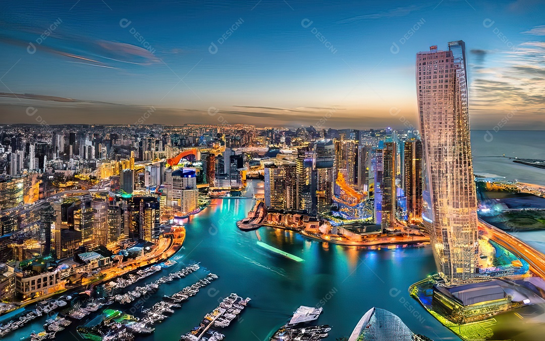 Cidade com arranha céus escala generativa de baixa resolução