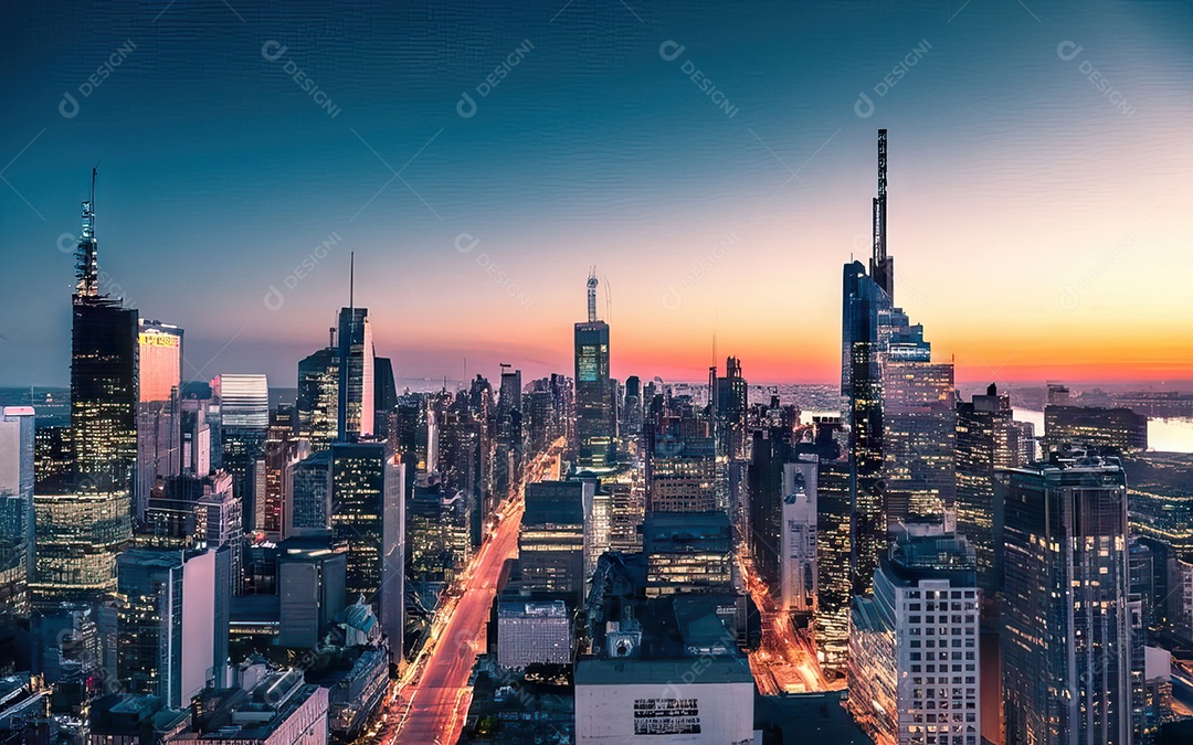 Cidade com arranha céus escala generativa de baixa resolução