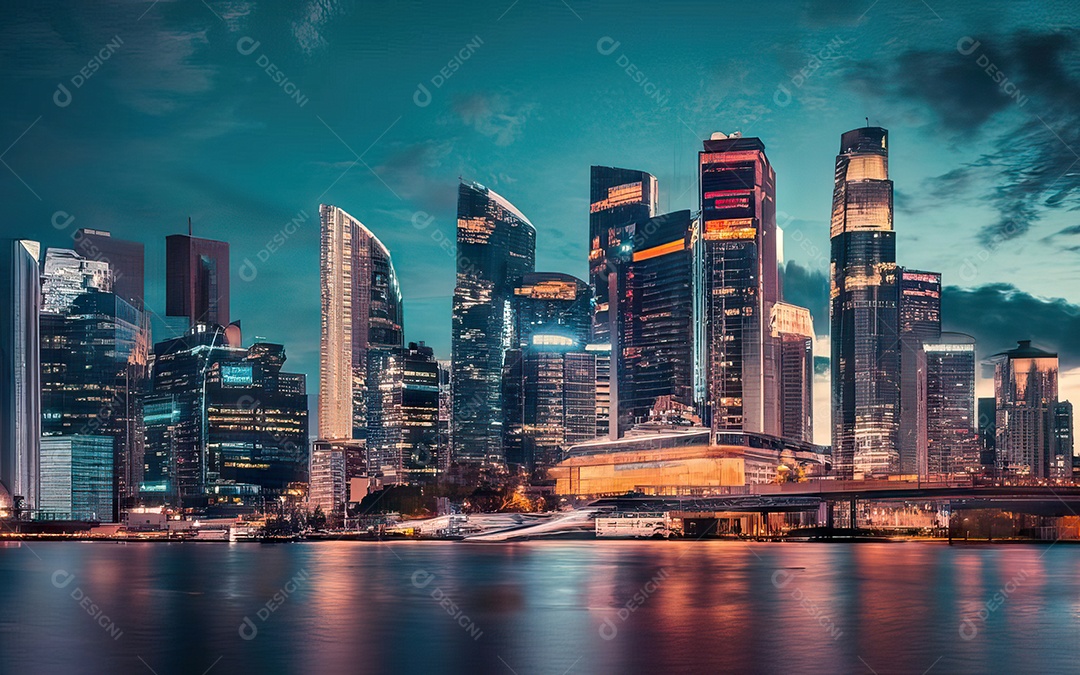 Cidade com arranha céus escala generativa de baixa resolução