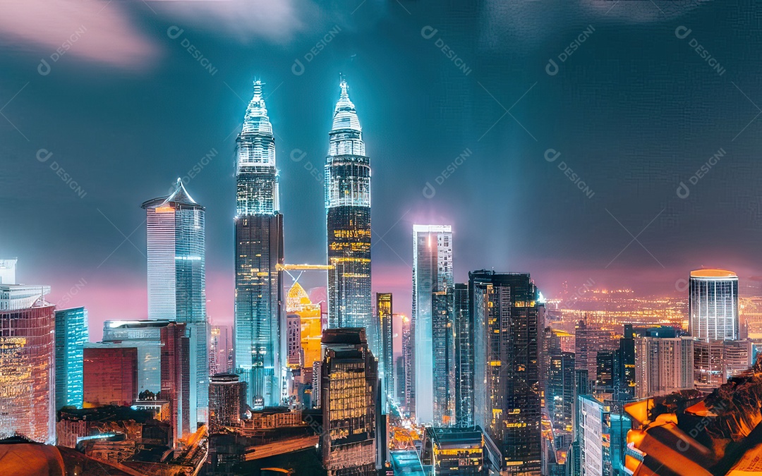 Cidade com arranha céus escala generativa de baixa resolução