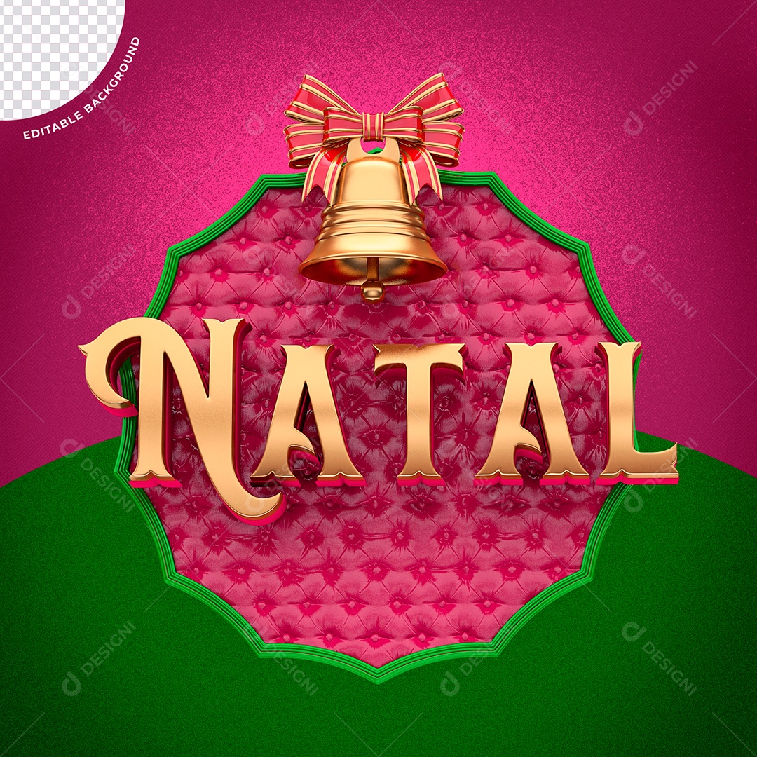 Natal Selo 3D Vermelho Vinho e Dourado para Composição PSD