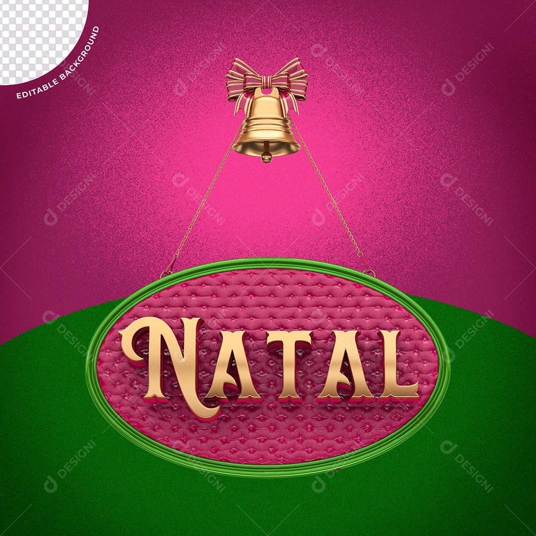 Natal Selo 3D Vermelho Vinho e Dourado para Composição PSD