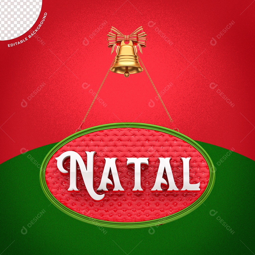 Natal Selo 3D Vermelho e Branco para Composição PSD