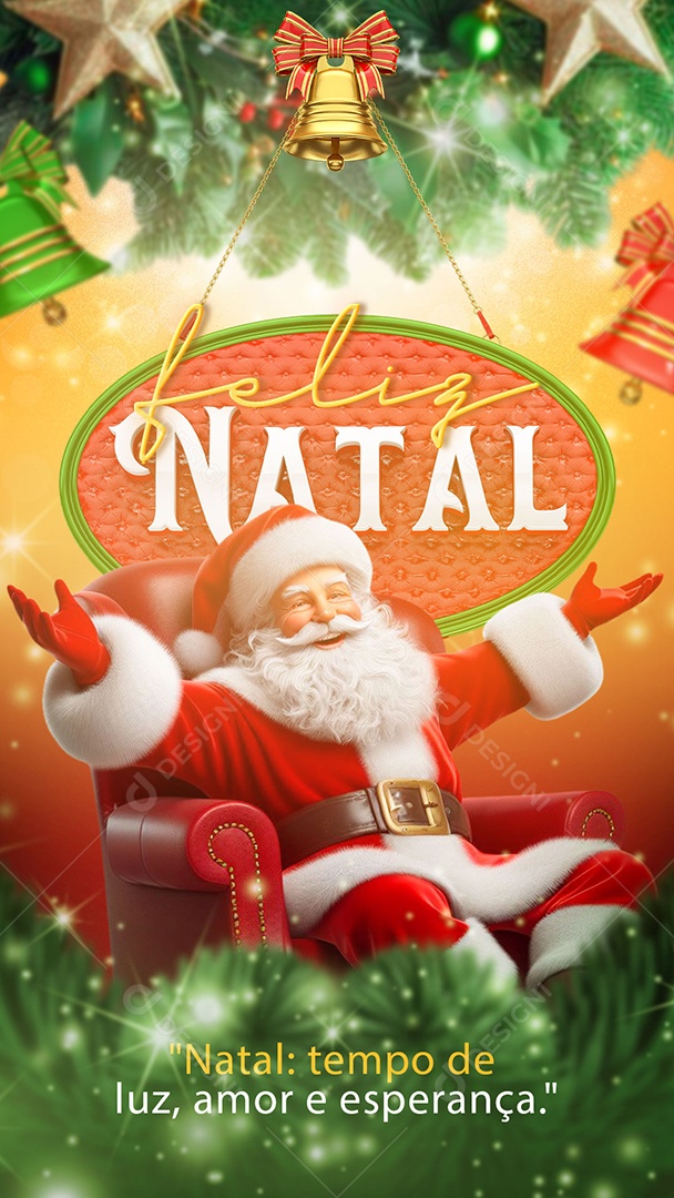 Story Feliz Natal Tempo de Luz Amor e Esperança Social Media PSD Editável