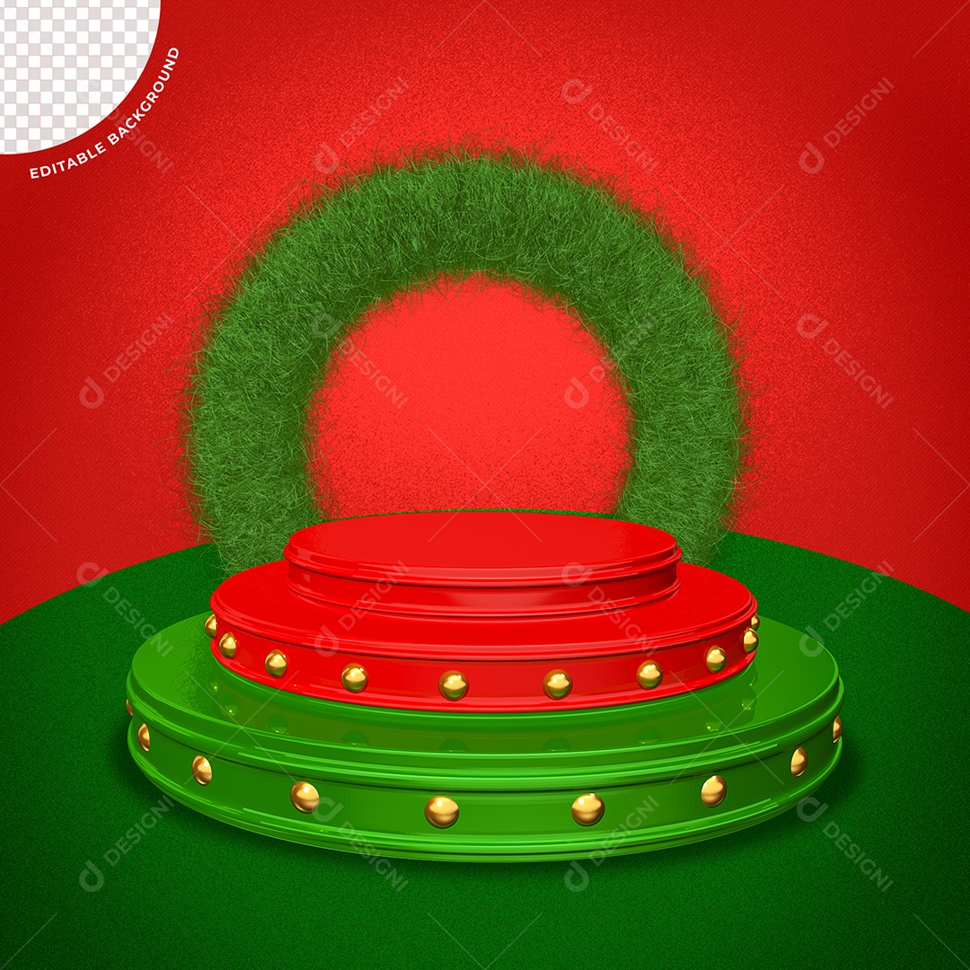 Podium Elemento 3D Vermelho e Verde para Composição PSD