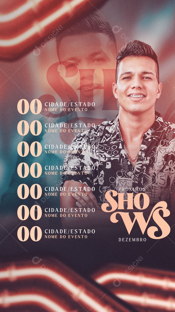 Social Media Flyer Story Próximos Shows Dezembro PSD Editável