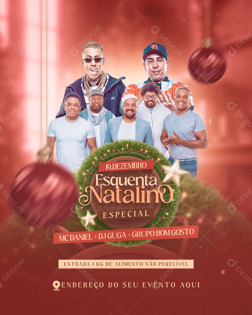 Social Media Flyer Feed Esquenta Natalino Especial PSD Editável