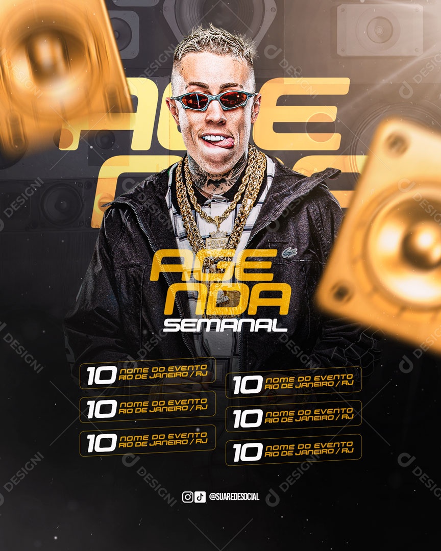 Social Media Flyer Feed Agenda Semanal PSD Editável