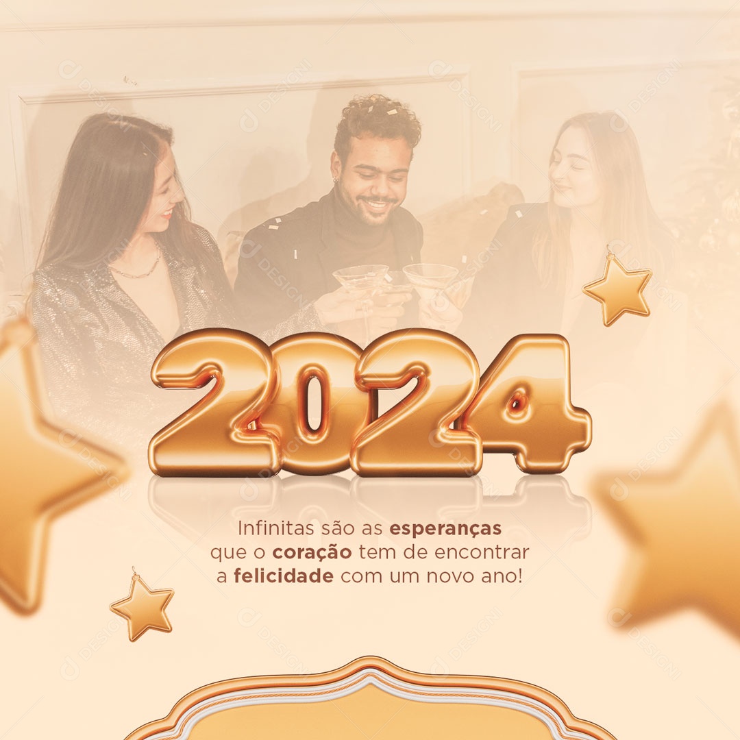 Social Media 2024 Encontrar a Felicidade PSD Editável