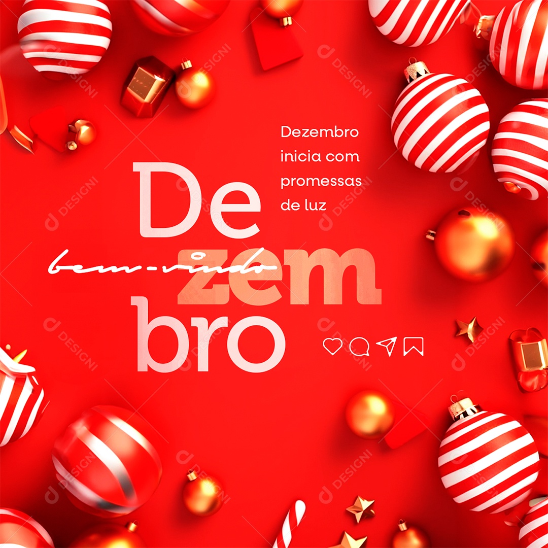 Bem Vindo Dezembro Inicia com Promessas de Luz Natal Social Media PSD Editável