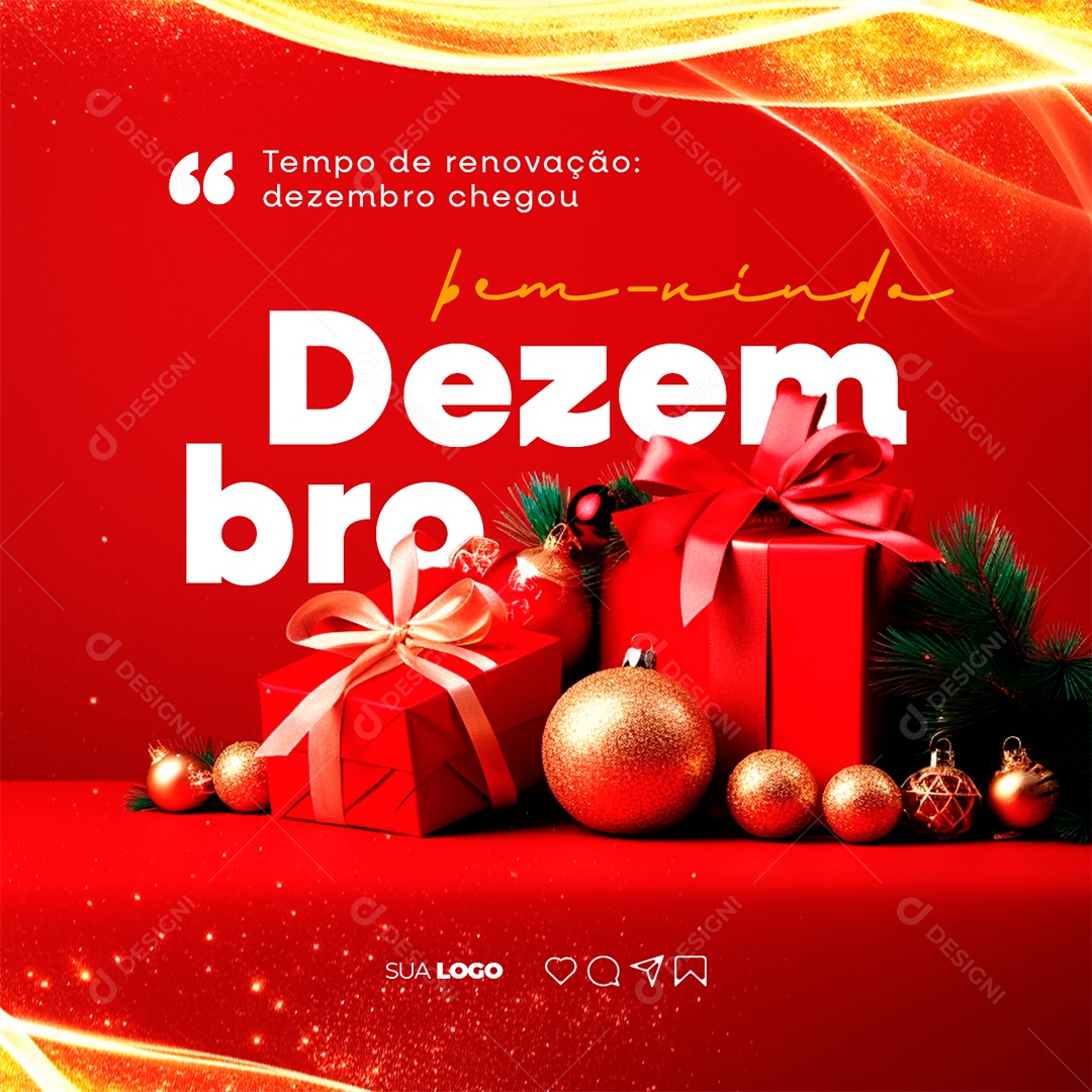 Social Media Bem Vindo Dezembro Tempo de Renovação Natal PSD Editável