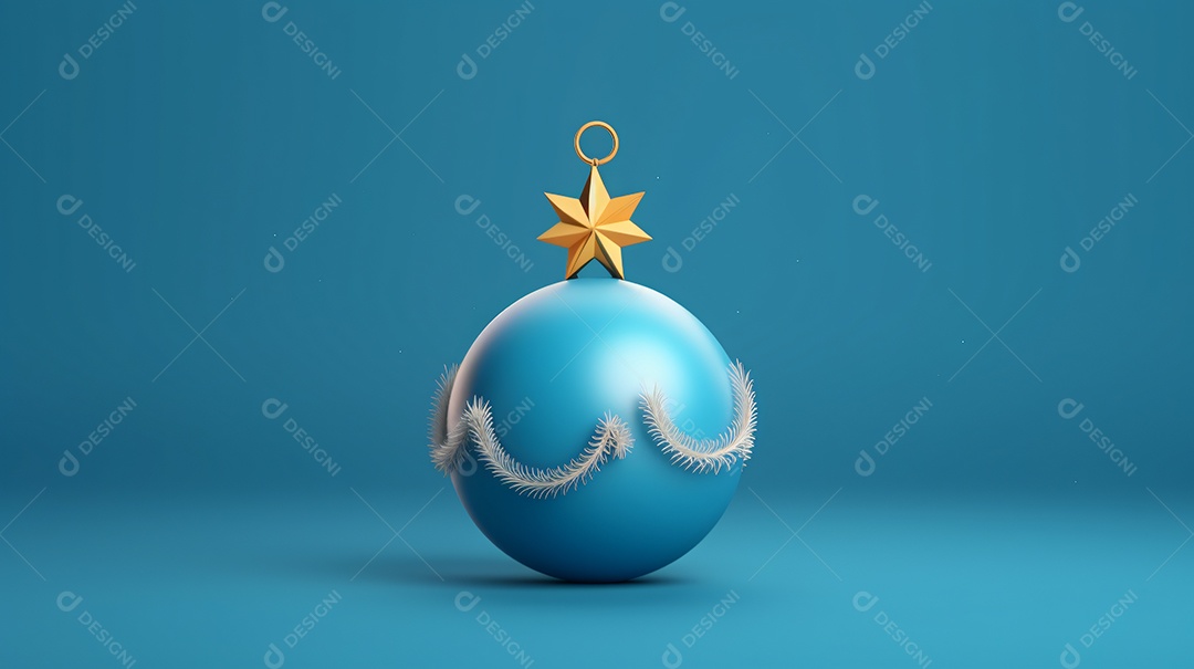 Elementos natalinos em fundo azul