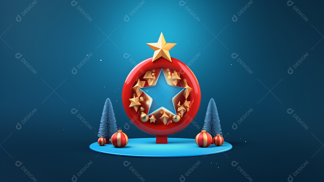 Elementos natalinos fundo azul