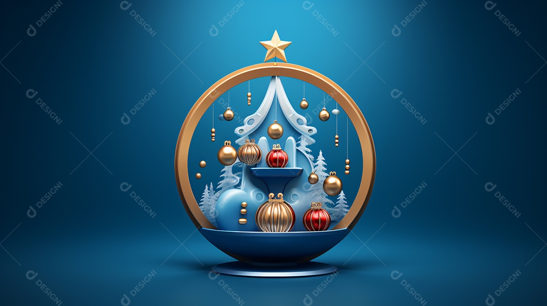 Elementos natalinos fundo azul