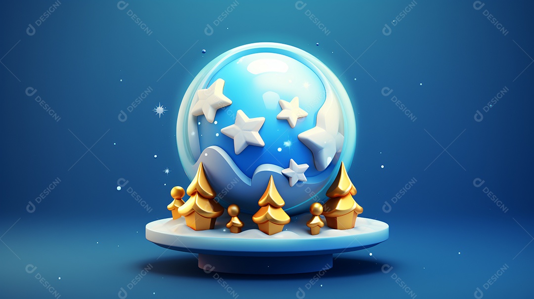 Elementos natalinos fundo azul