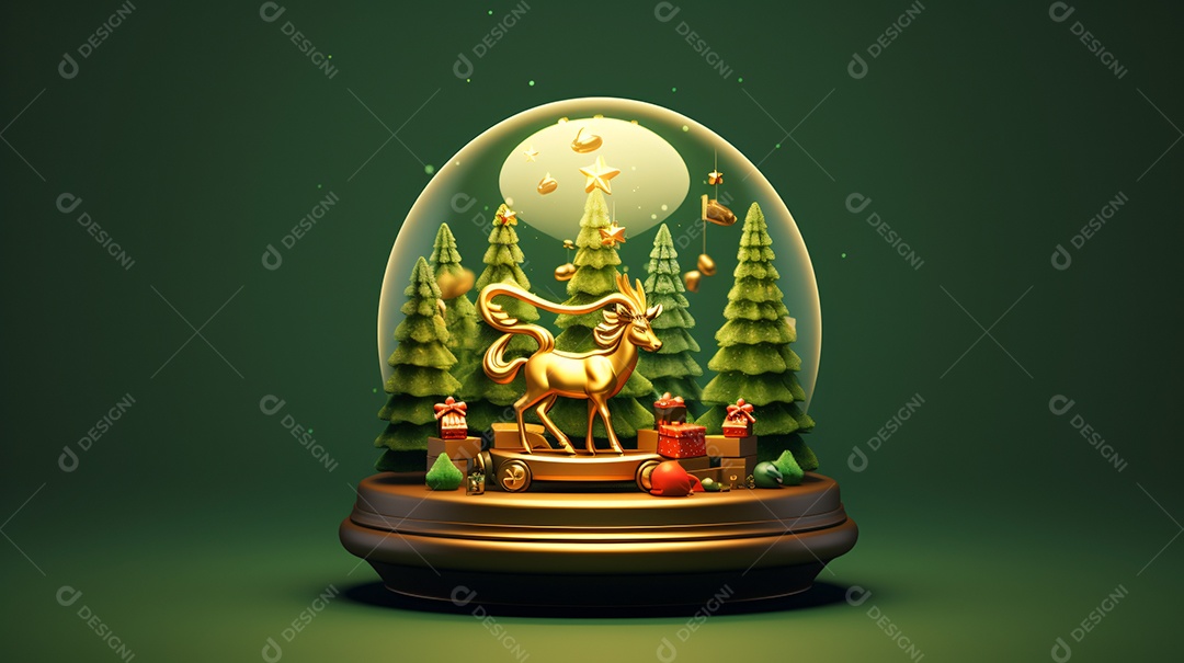 Elementos natalinos fundo verde