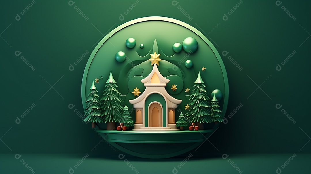 Elementos natalinos fundo verde