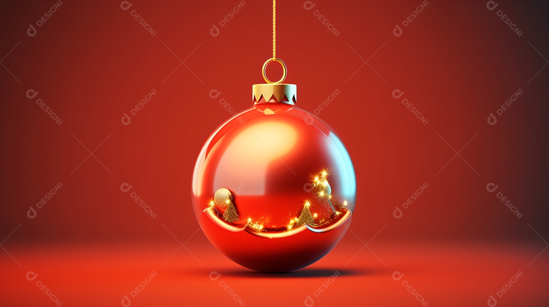 Elementos natalinos fundo vermelho