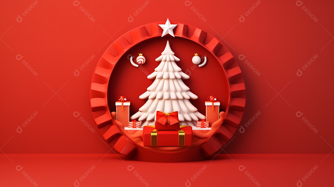 Elementos natalinos fundo vermelho