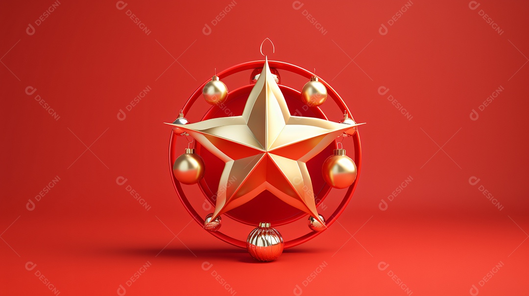 Elementos natalinos fundo vermelho