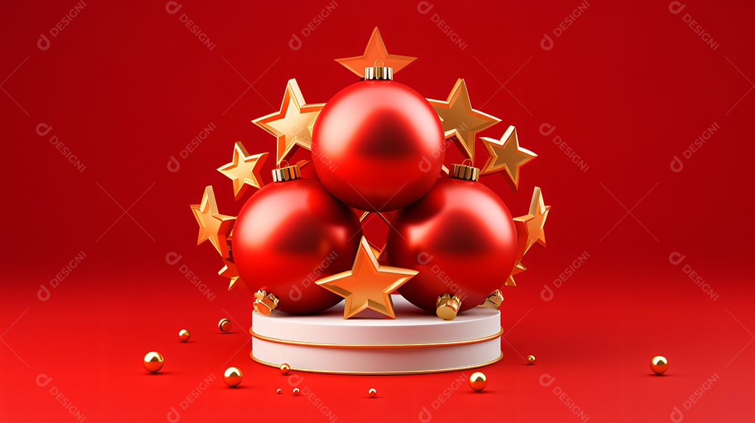 Elementos natalinos fundo vermelho