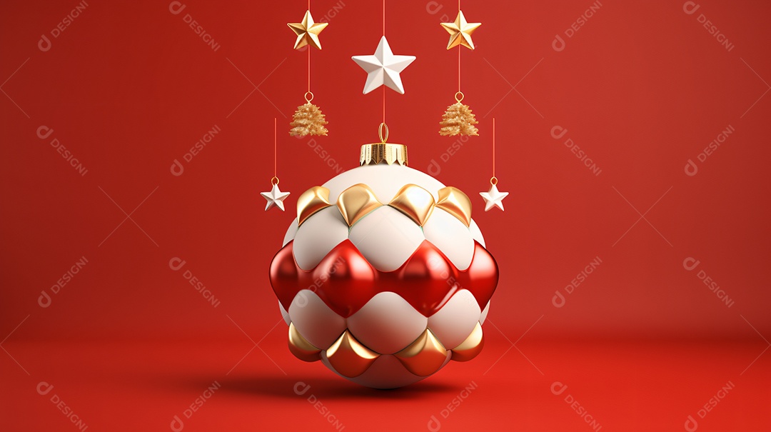 Elementos natalinos fundo vermelho