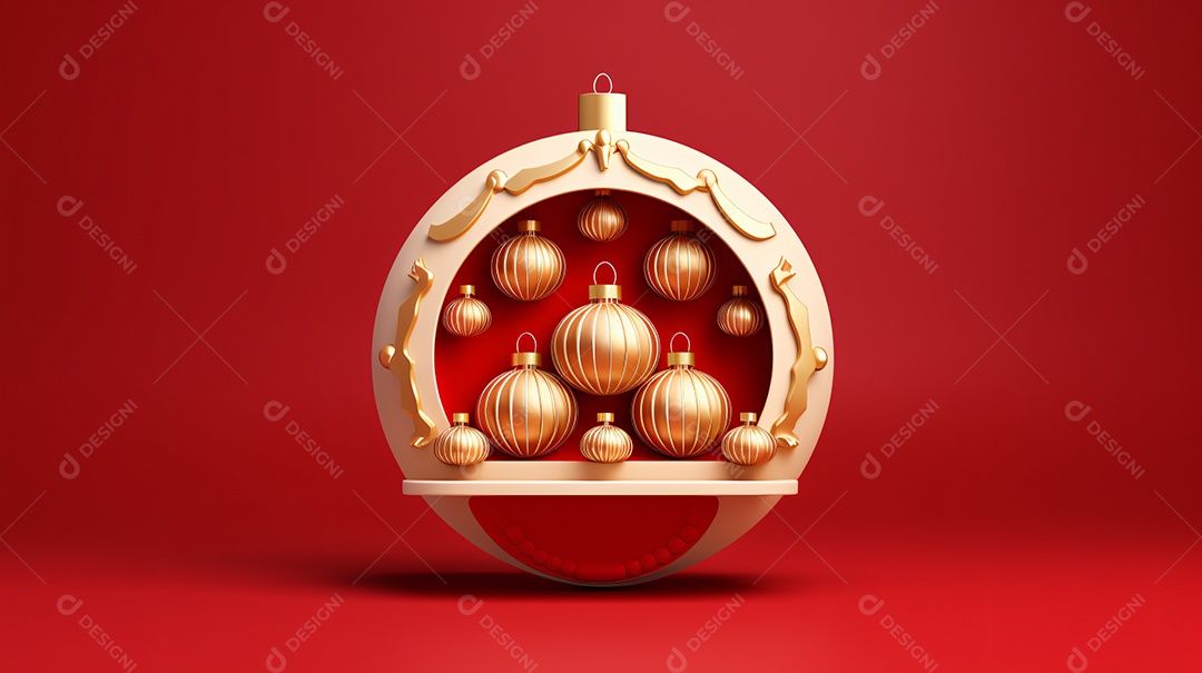 Elementos natalinos fundo vermelho