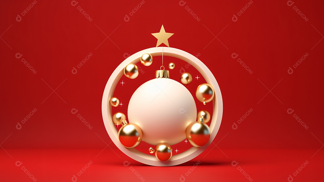 Elementos natalinos fundo vermelho