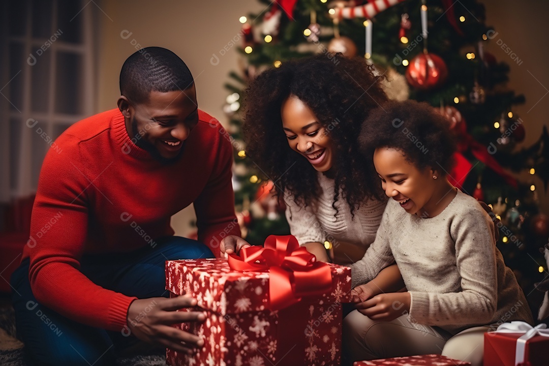 Linda família junta em noite de natal
