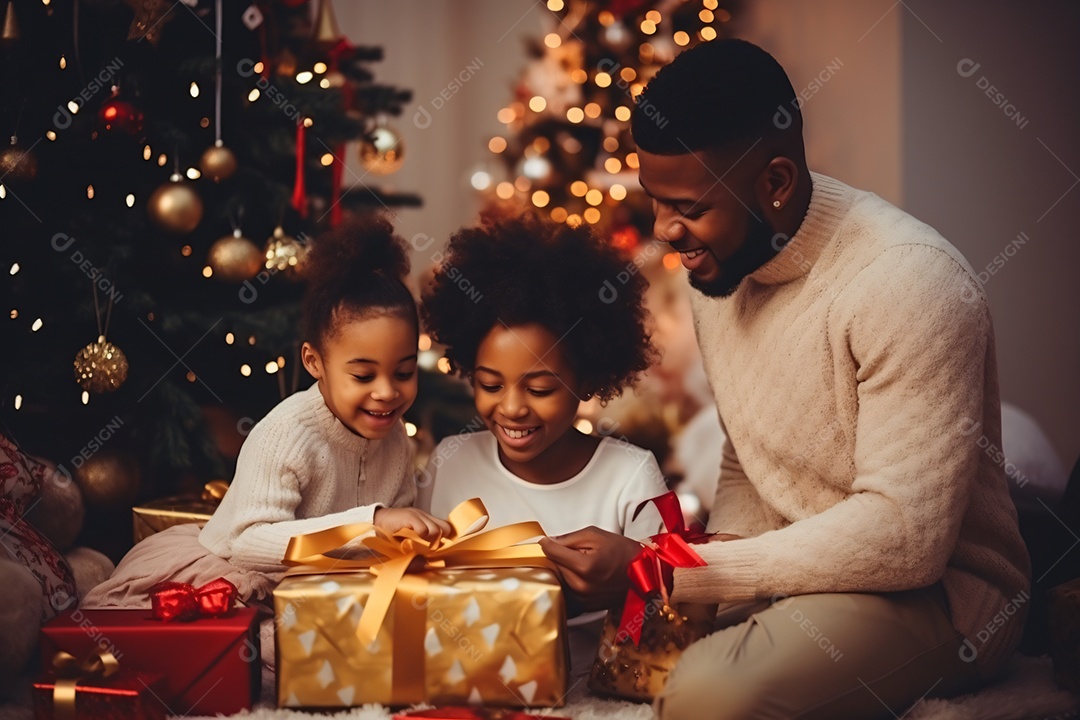 Linda família junta em noite de natal