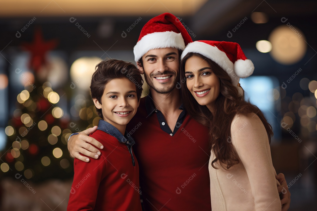 Linda família na noite de natal