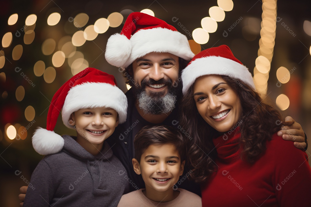 Linda família na noite de natal