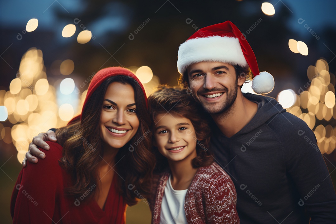 Linda família na noite de natal