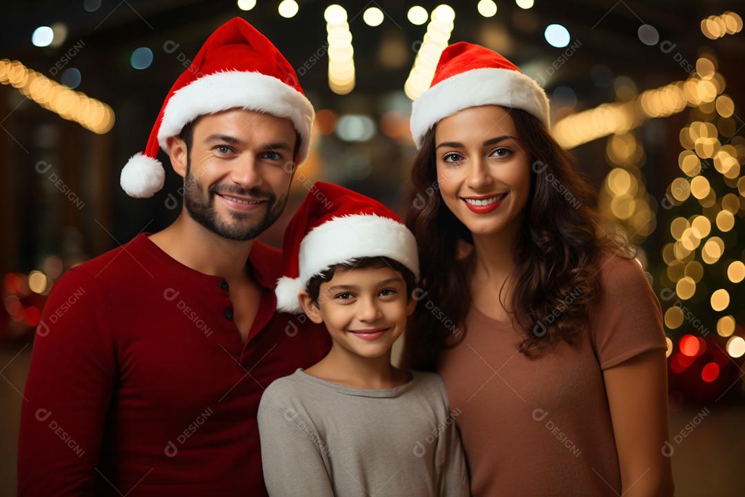 Linda família na noite de natal