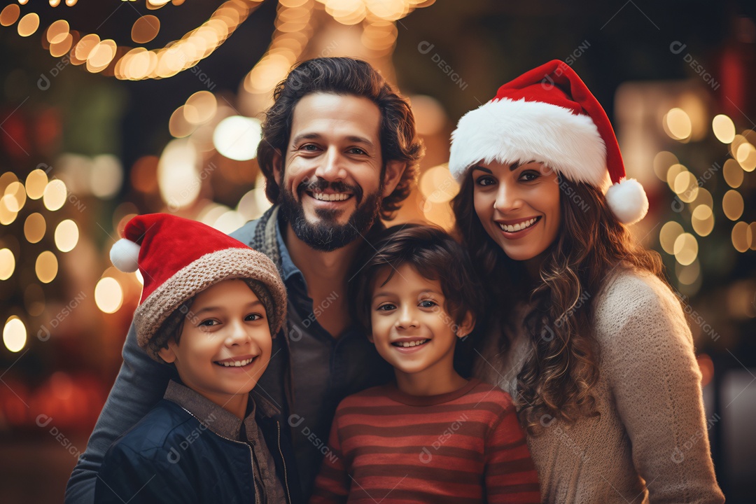 Linda família na noite de natal
