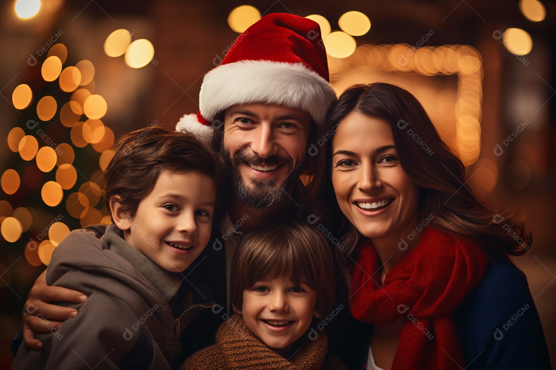 Linda família na noite de natal