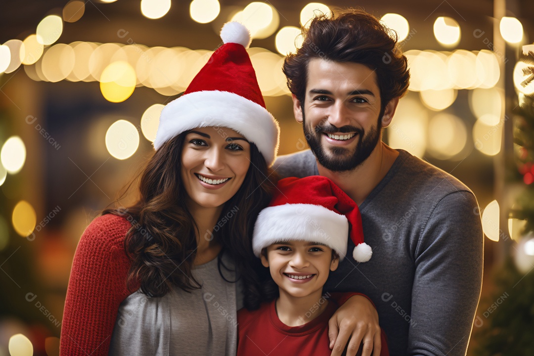 Linda família na noite de natal