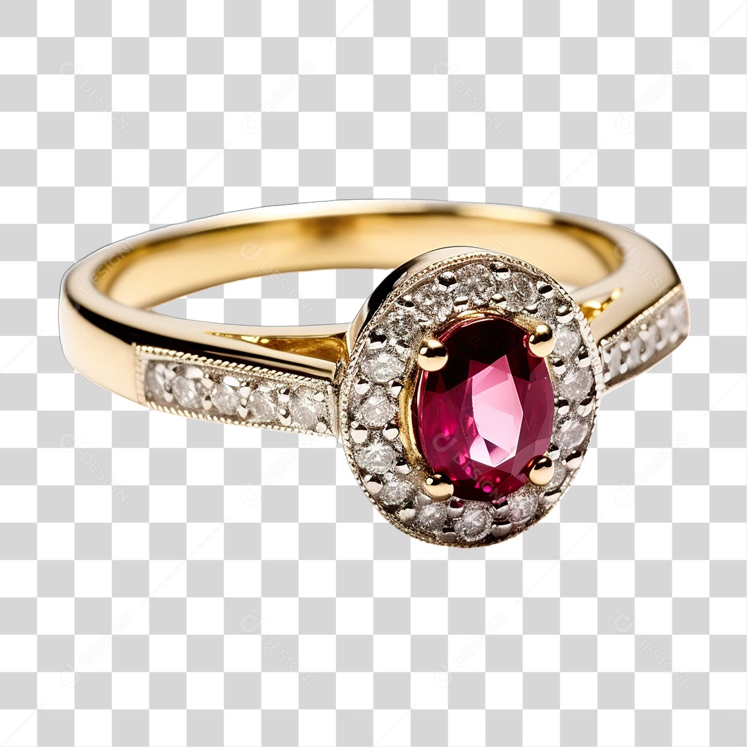 Anel com Joia Brilhante PNG Transparente