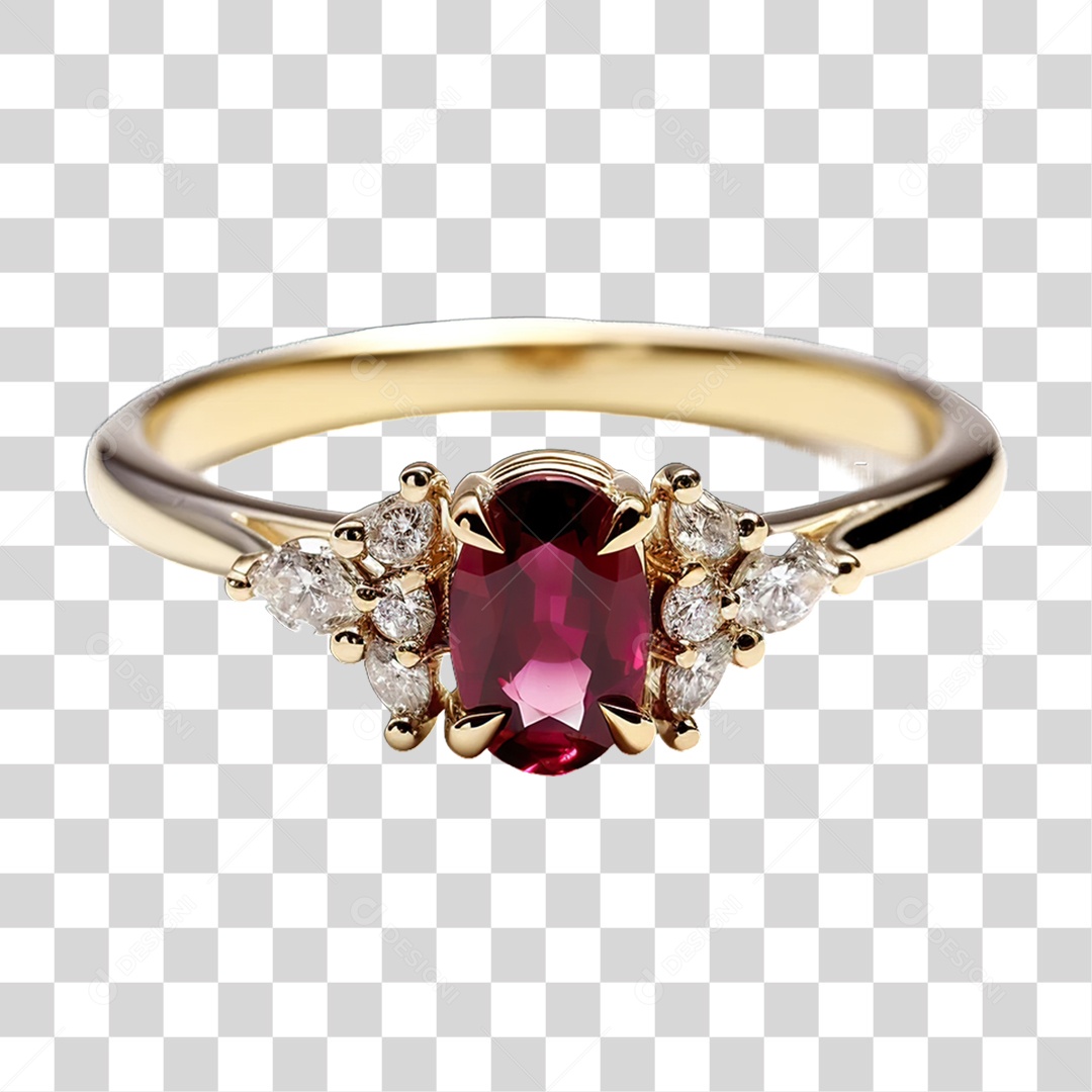 Anel com Joia Brilhante PNG Transparente