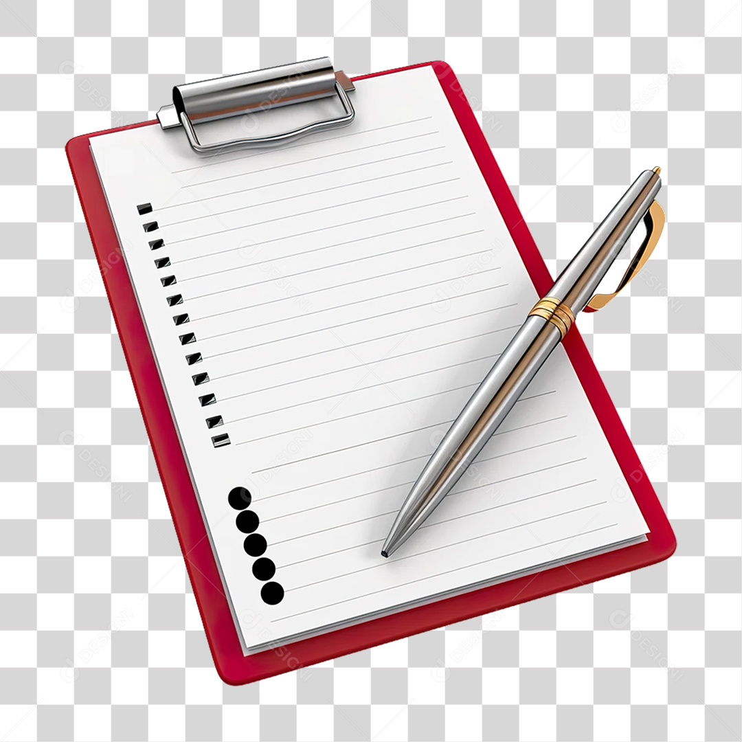 Prancheta com Folha e Caneta PNG Transparente