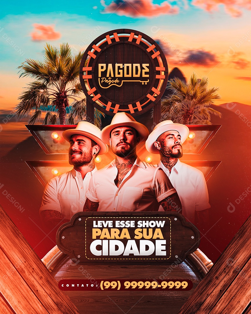 Flyer Pagode do Pagode Leve esse Show para Sua Cidade Social Media PSD Editável