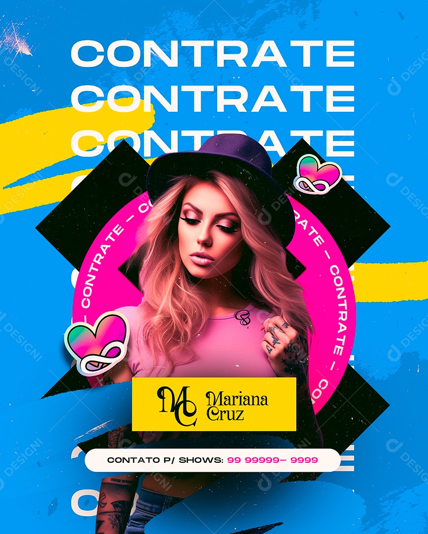 Flyer Contrate Mariana Cruz Social Media PSD Editável