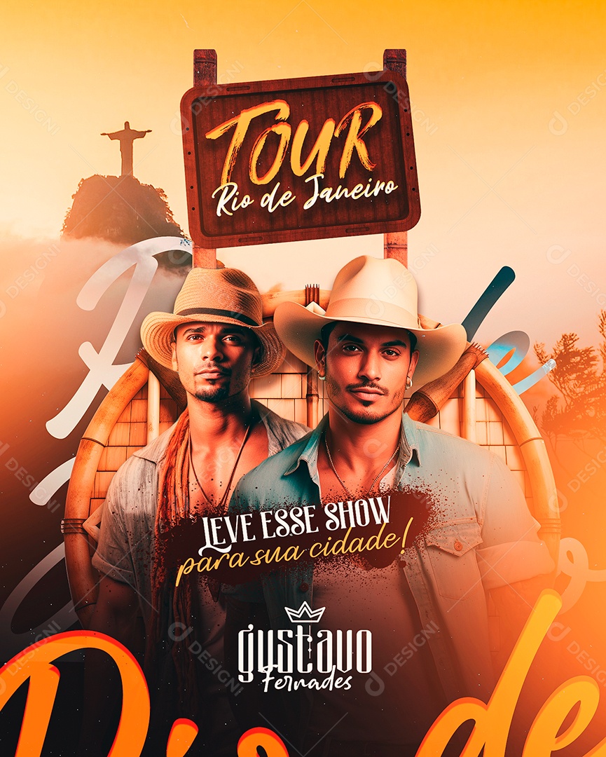 Flyer Tour Rio de Janeiro Leve esse Show para Sua Cidade Gustavo Fernades Social Media PSD Editável