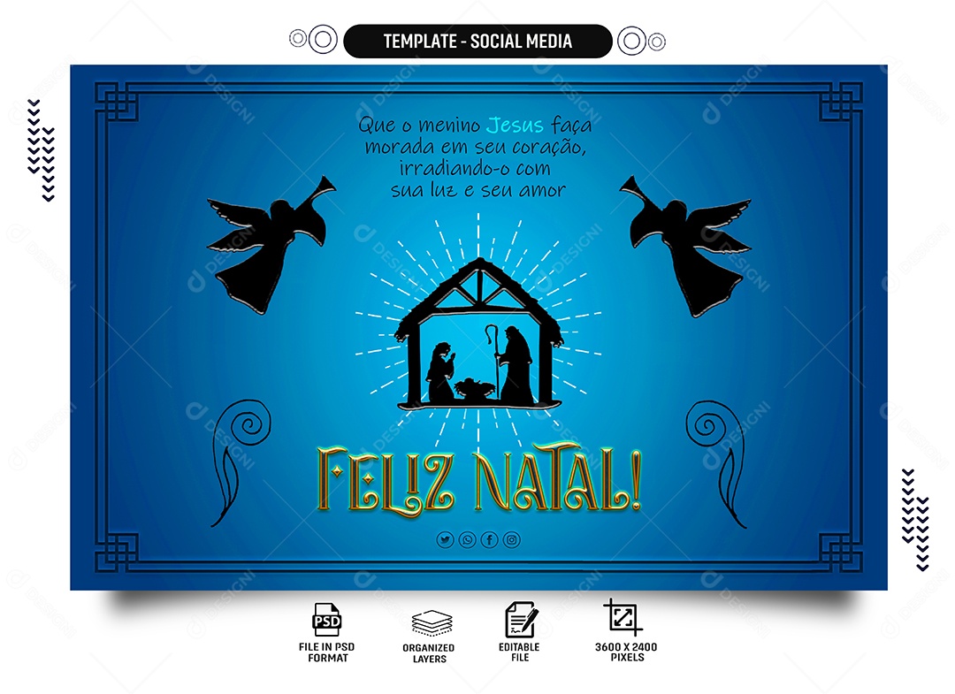 Banner Feliz Natal Luz e Amor Social Media PSD Editável
