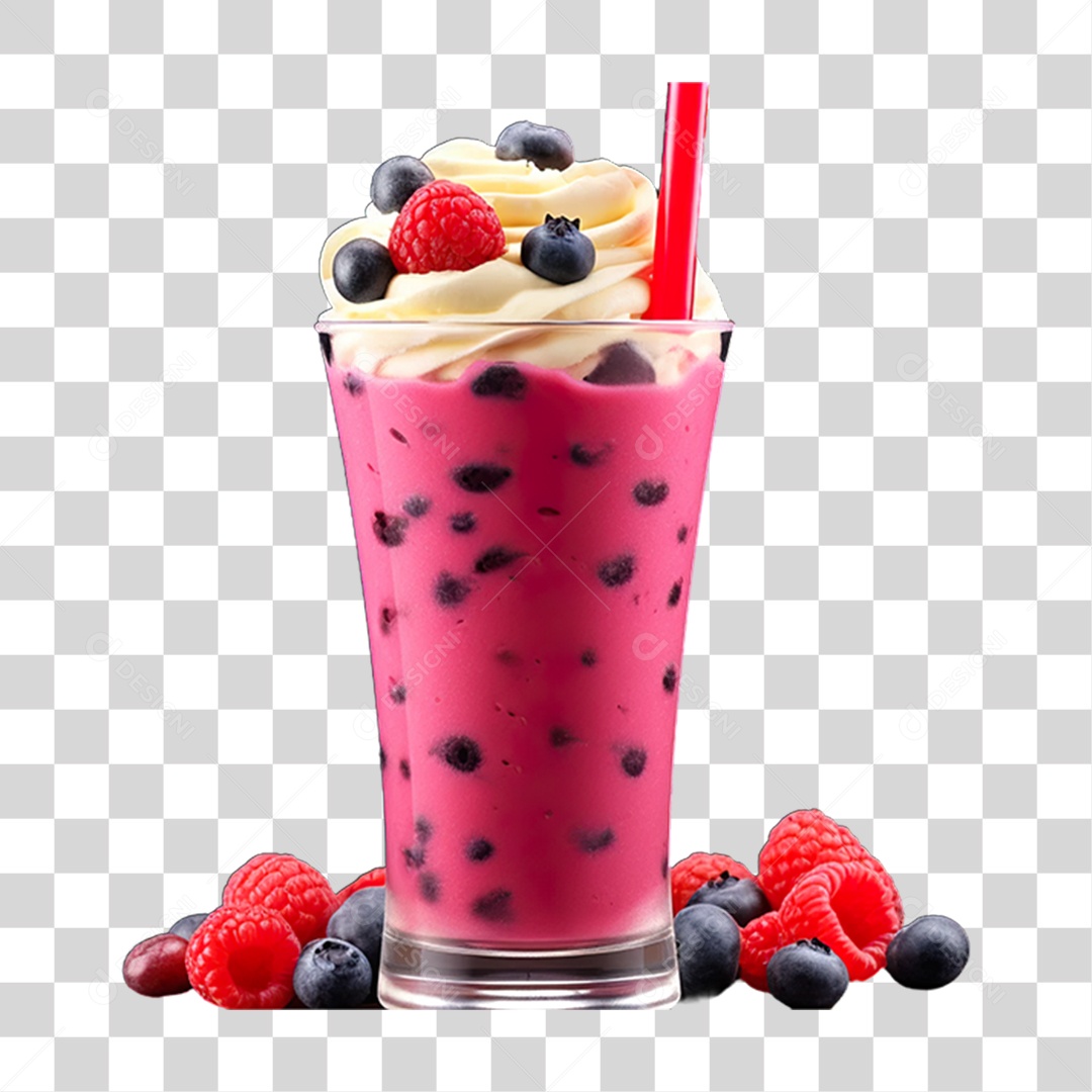 Copo de Vitaminas e Frutas PNG Transparente