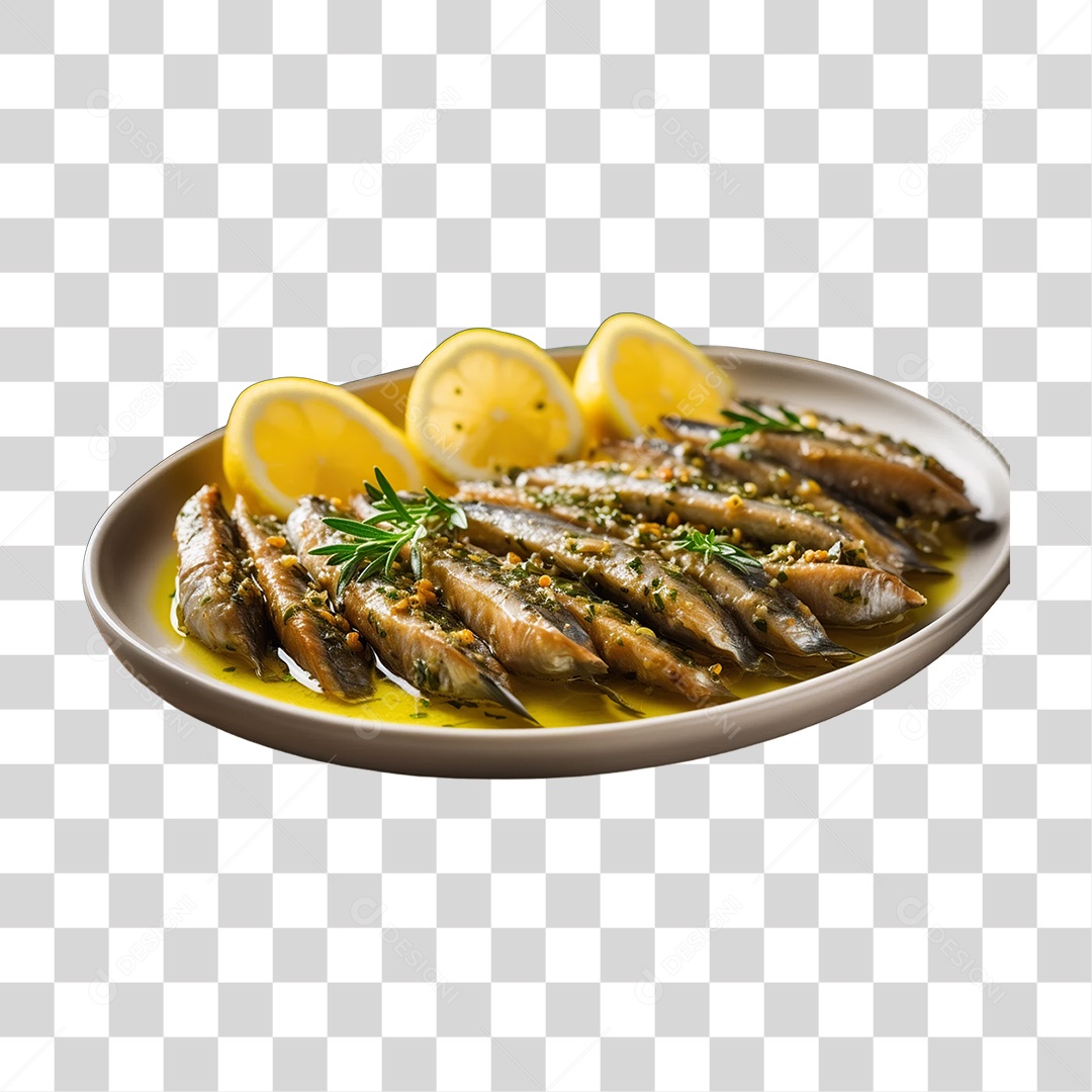 Porção de Sardinhas Prato PNG Transparente