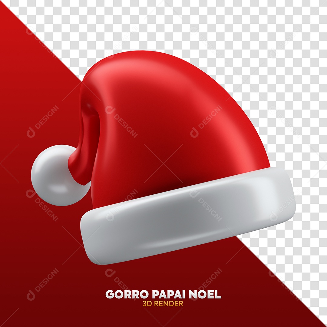 Gorro do Papai Noel Elemento 3D para Composição PSD