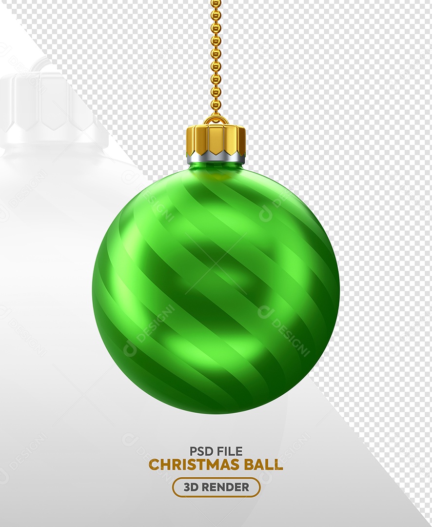 Bola Verde Enfeite de Natal Elemento 3D para Composição PSD