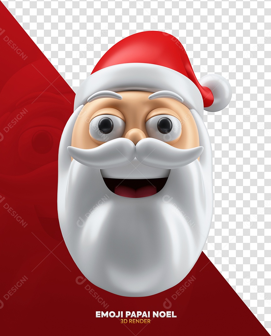 Papai Noel com Gorro Sorrindo Elemento 3D para Composição PSD